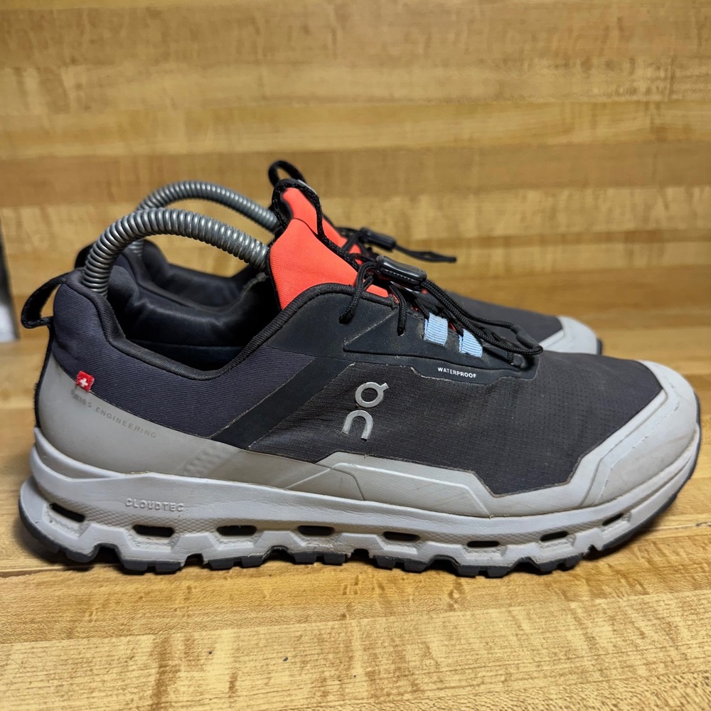 On Cloudrock Waterproof Kids Hiking Shoes Black Grey Orange 6.5Y w8 3YE10032361